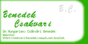 benedek csakvari business card